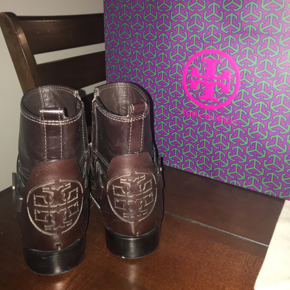 Tory Burch black/brown booties 8.5